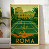 Affiche captivante Rome Jungle Tennis teintes vibrantes jaune gris espace voyage évasion œuvre unique disponible 50x70 cm décoration A4 60×80 A0