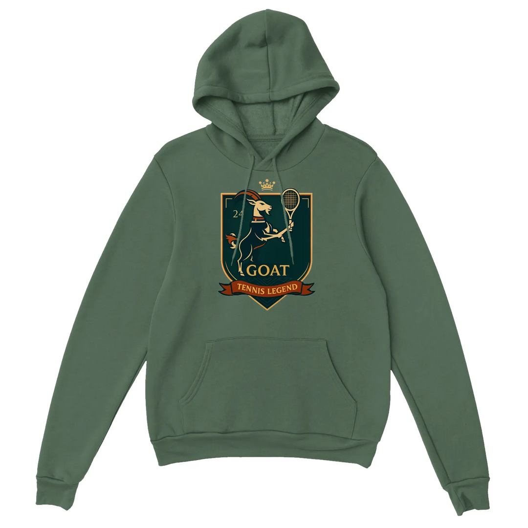 Hoodie Tennis GOAT Nole ar mīkstu audumu, kapuci un priekšējo kabatu, ideāls komfortam un stilam