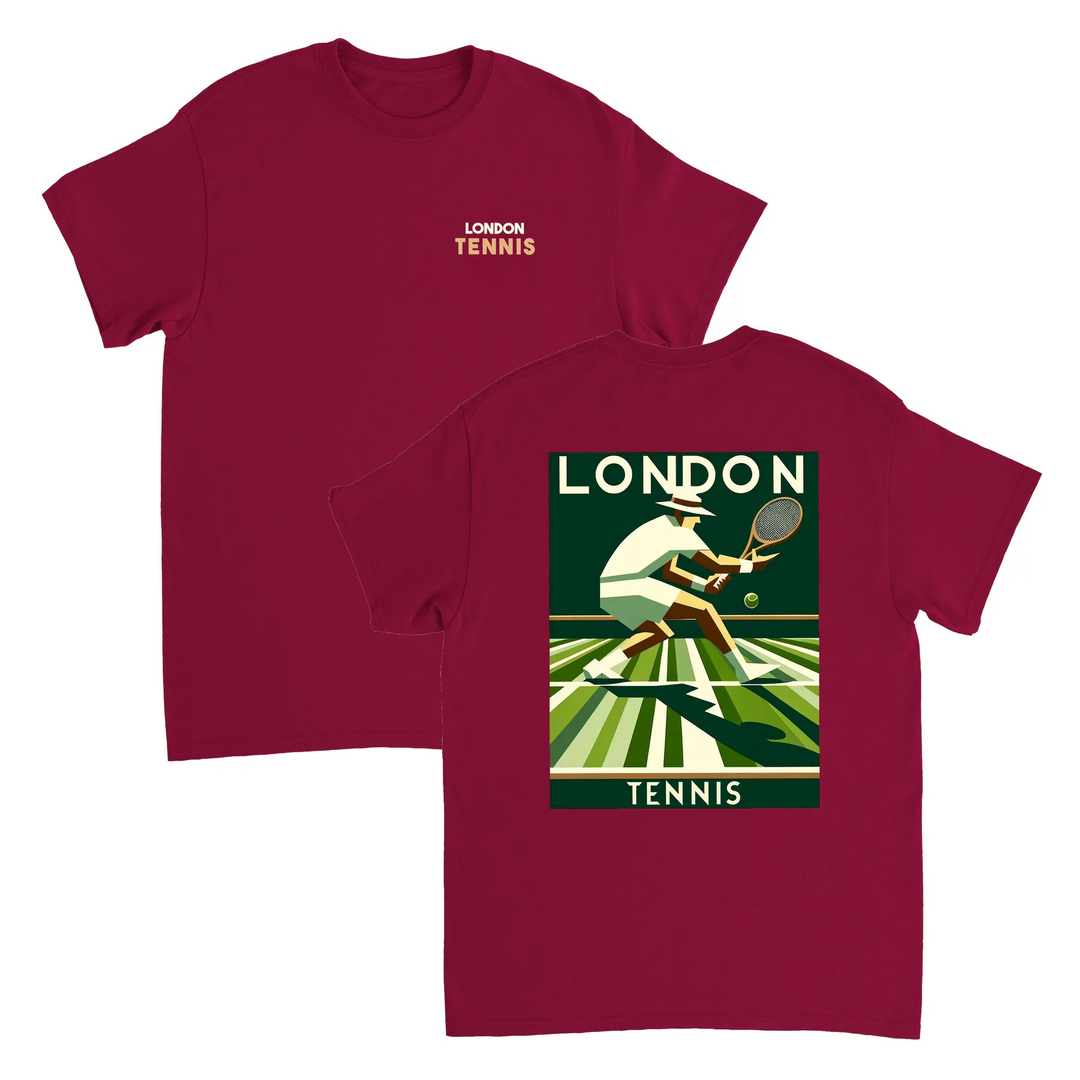 Koszulka tenisowa London z unikalnym wzorem, idealna dla fanów tenisa. Dostępna w rozmiarach S, M, L, XL, XXL