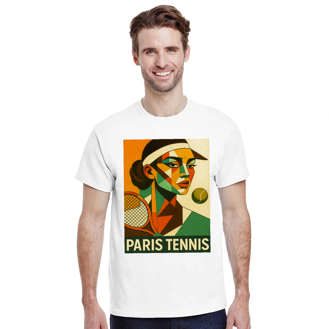 Image White de Paris Cubist Tennis Tshirt [color:white] [view:front]