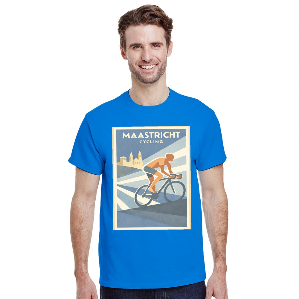T-shirt cycling wardrobe Maastricht Pays Bas Cyclisme t shirt stylish tee passion beautiful regions Netherlands casual outings adventures enthusiast ultimate comfort premium 100 % cotton