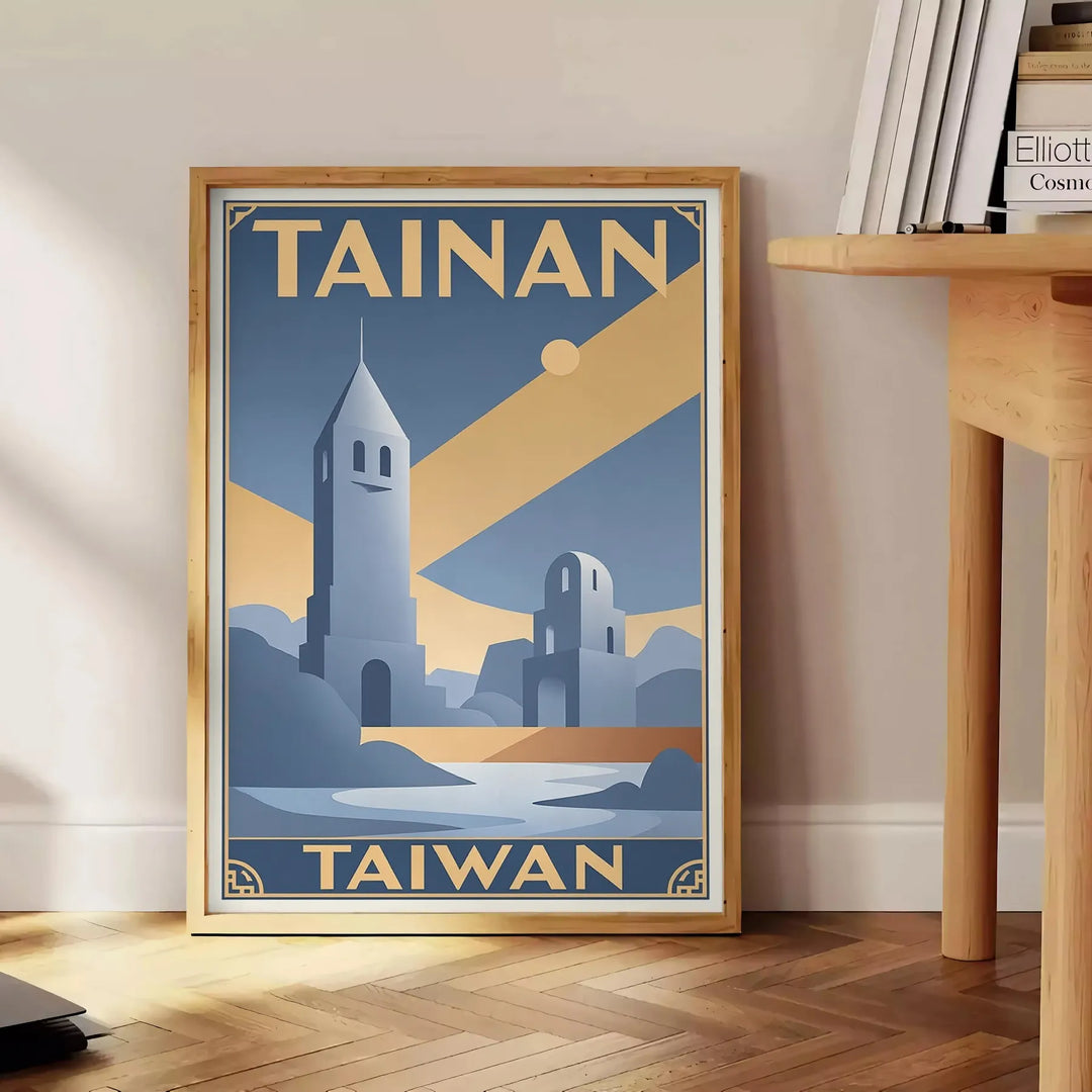 Vintage ταξιδιωτική αφίσα Art Deco από την Ταιβάν, με μοναδικούς πράσινους και γκρίζους τόνους, ιδανική για κάθε χώρο. Διαθέσ
