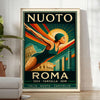 history Swimming Rome poster elegant black brown hues aficionados art culture piece essence aquatic legacy dimensions frame