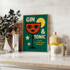 Affiche captivante teintes orange vert idéale amateurs gin tonic pièce unique une touche rafraîchissante décor formats A4 cm A0