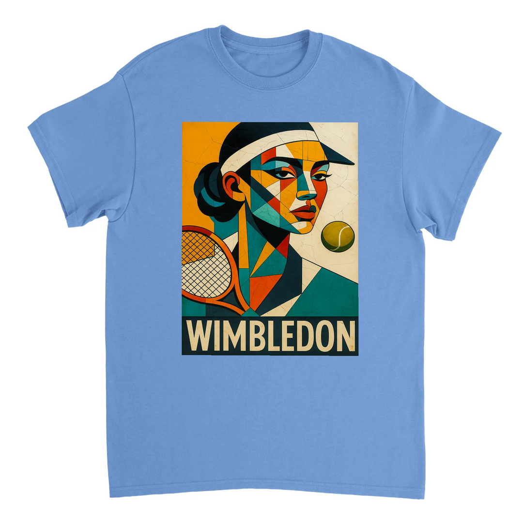 T-shirt Cubista Wimbledon, ideal para amantes do ténis, em algodão macio e respirável, combina arte e desporto