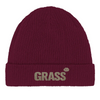 Beanie Grass Tennis in cotone biologico con design ricamato, perfetto per uno stile eco-friendly e confortevole