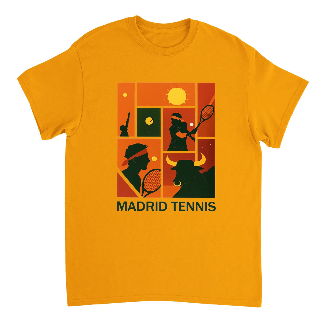 T-shirt Madrid Tennis Rafa, omaggio a Rafael Nadal, perfetto per appassionati e giocatori. Disponibile in taglie S, M, L, XL