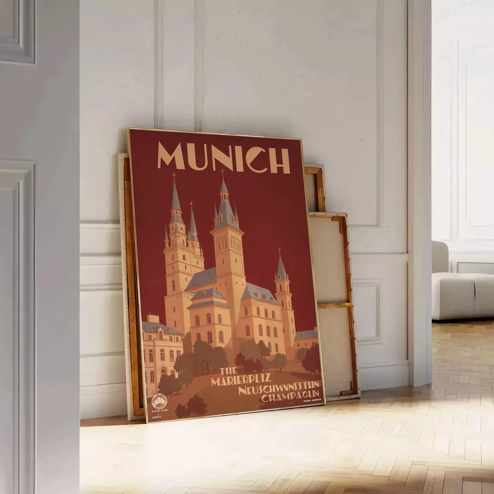 charm vintage Munich stunning Art Déco poster rich green brown hues space available dimensions touch nostalgic elegance home unframed options