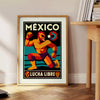 Affiche vibrante thème lucha libre mexicaine couleurs rouge orange saisissantes une touche dynamique espace œuvre incontournable passionnés sport culture A4 cm A0