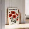 captivating Flower Market Madrid Botanical 8 poster striking blend black red hues elegance space vintage available art prints enthusiasts