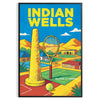 Póster de Indian Wells Tennis con un diseño vibrante en verde y gris. Disponible en tamaños de 50x70 o 30x40, ideal para aman