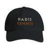 Vintage broderad keps med Paris Tennis 3-logga, låg profil och avslappnad stil