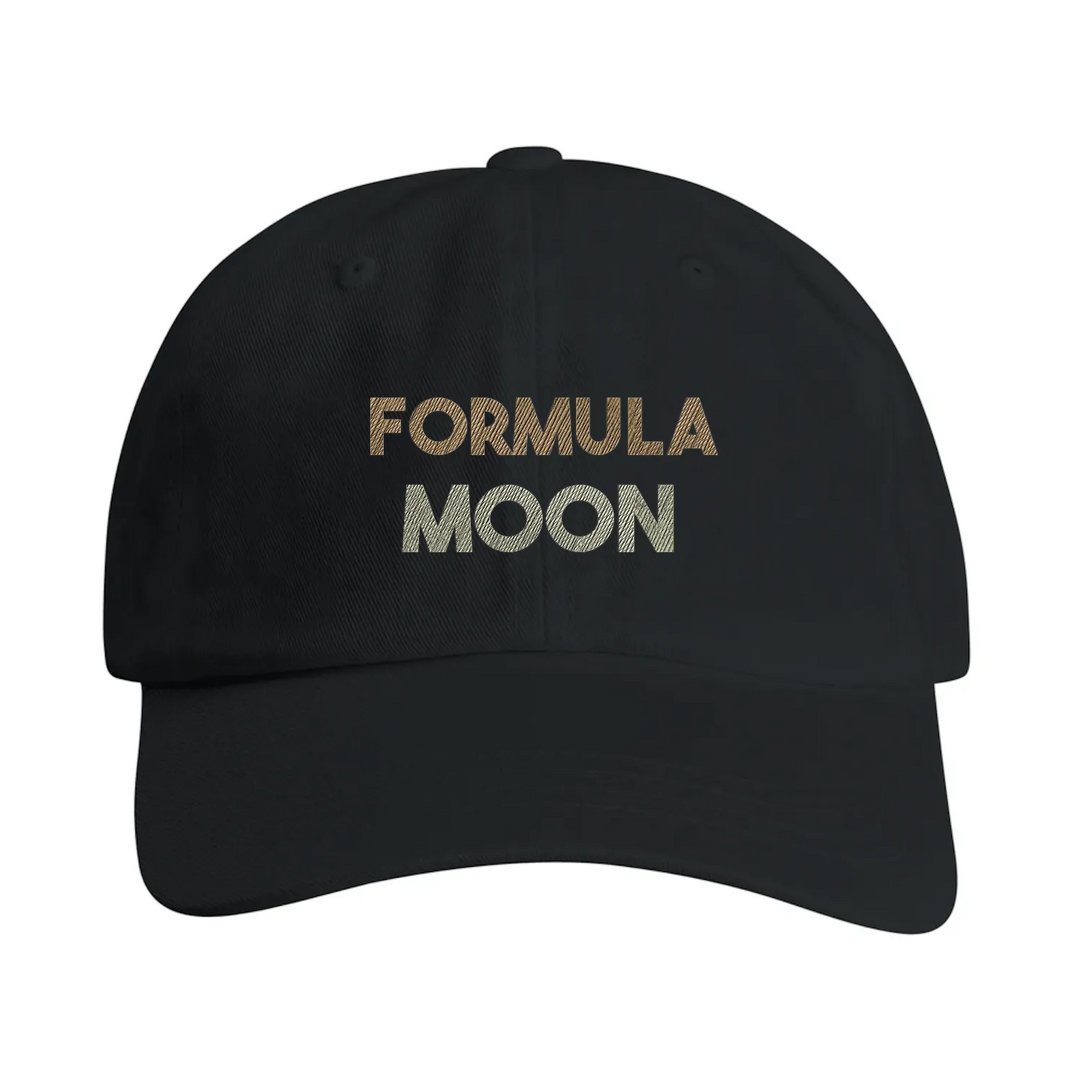 Vintage embroidered cap with Formula 1 Moon design, low-profile casual style
