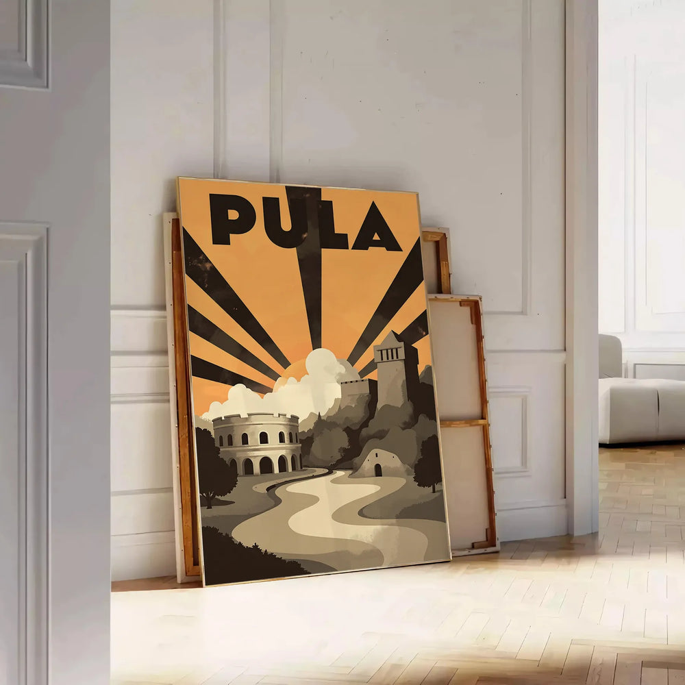 space stunning Art Déco vintage poster vibrant beauty Pula Croatia rich orange green hues stylish piece available dimensions cm perfect lover today A4 A0