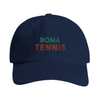 Vintage broderad keps 'Roma Tennis' med låg ostrukturerad krona