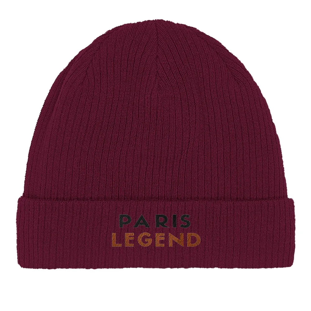 Image Burgundy de Beanie Tennis Paris Legend  3 - Cotton Bio, Embroidered Design