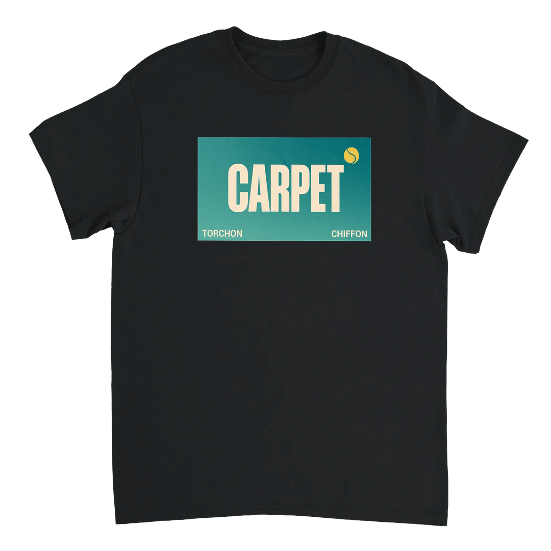 T-shirt de ténis com design elegante de tapete chiffon, ideal para amantes do ténis. Disponível em S, M, L, XL, XXL