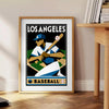 ロサンゼルスの野球を祝うビンテージアールデコポスター。野球ファンやママに最適な50x70または30x40サイズ。チームスピリットを示すユニークな壁アート。サイズ：A4、30x40 cm、50x70 cm、60x80 cm、A0。