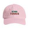 Vintage broderad keps 'Roma Tennis' med låg ostrukturerad krona