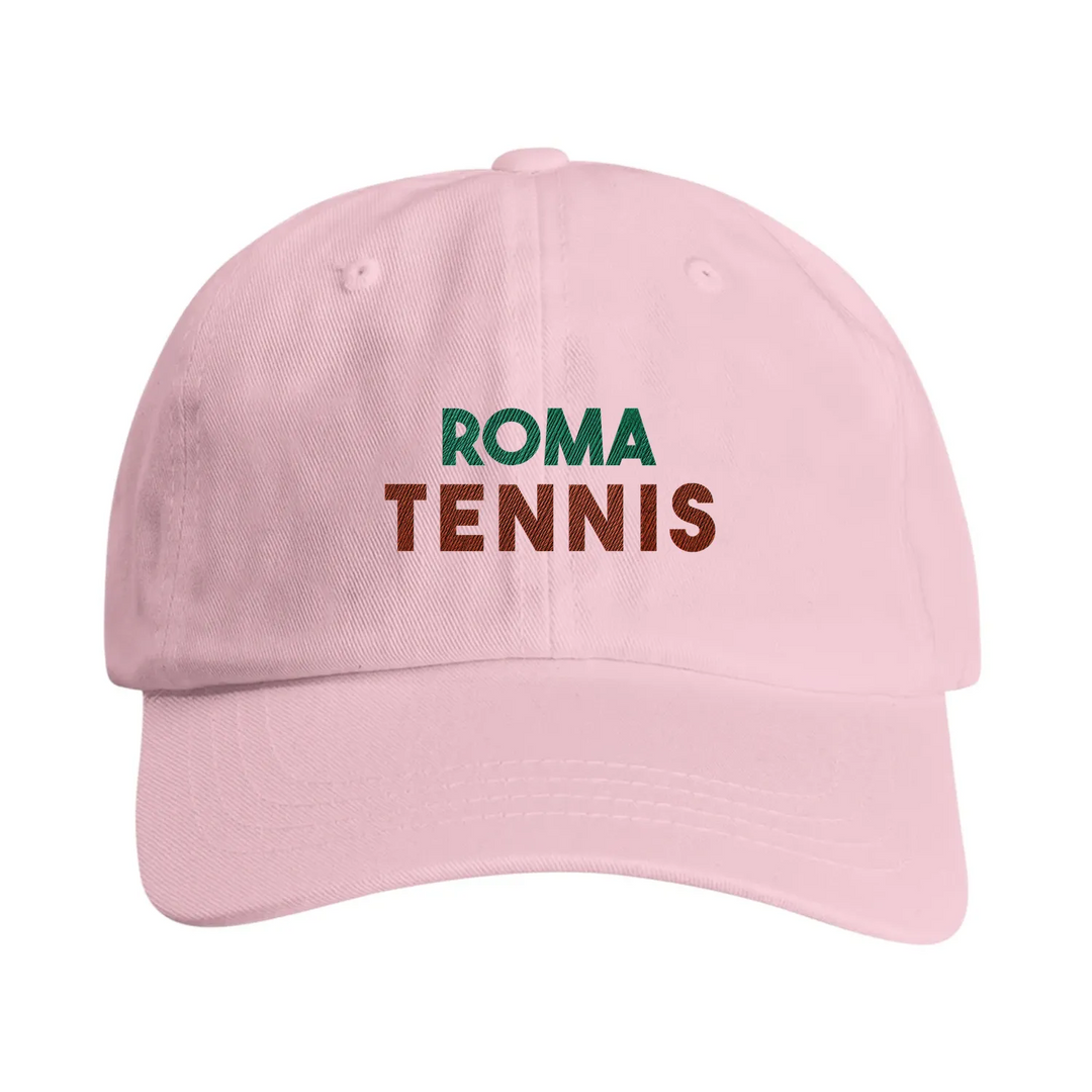 Vintage broderad keps 'Roma Tennis' med låg ostrukturerad krona