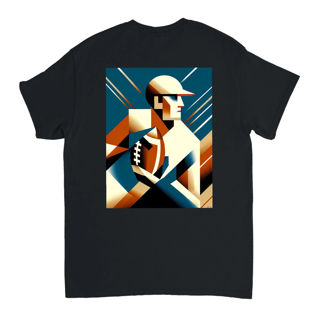 Amerikāņu futbola t-krekls ar drosmīgu dizainu, ideāli piemērots spēlētājiem un faniem. Izgatavots no augstas kvalitātes kokv