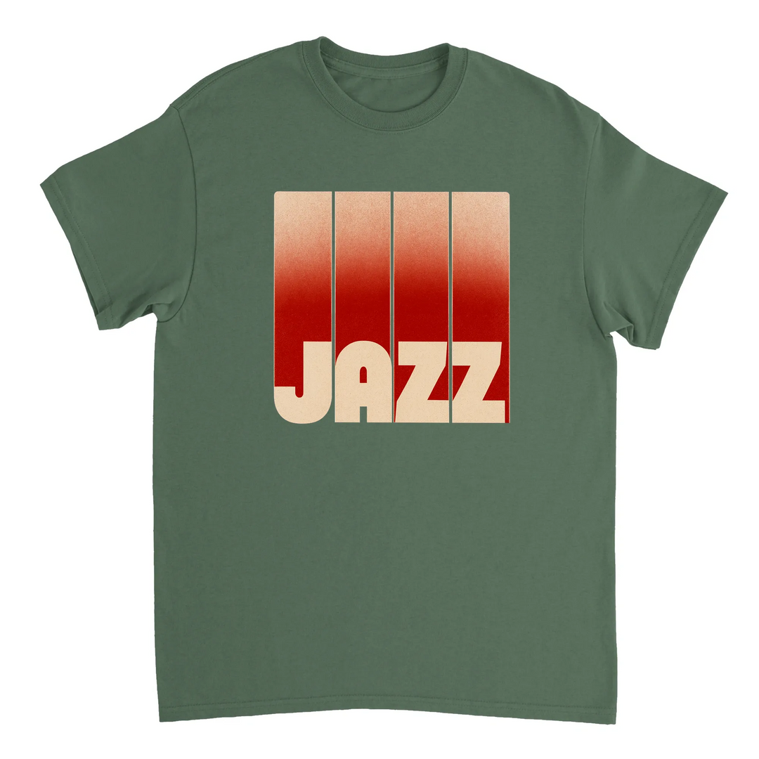 音楽愛好家にぴったりのジャズテーマTシャツ。鮮やかなデザインがジャズの本質を捉え、会話のきっかけになります。サイズはS、M、L、XL、XXLから選べます。