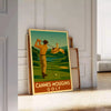 affiche golf Cannes Mougins un cadeau luxe idéal homme tons jaune gris poster vintage art déco espace chef - œuvre 30x40 50x70 cm formats A4 A0