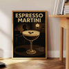 Affiche élégante thème espresso martini nuances sophistiquées noir gris prête espace pièce unique disponible dimensions cm A4 A0