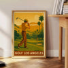 space stunning vintage golf poster art Los Angeles charm rich brown green tones best gift golfers deco piece available frames dimensions A4 cm timeless elegance