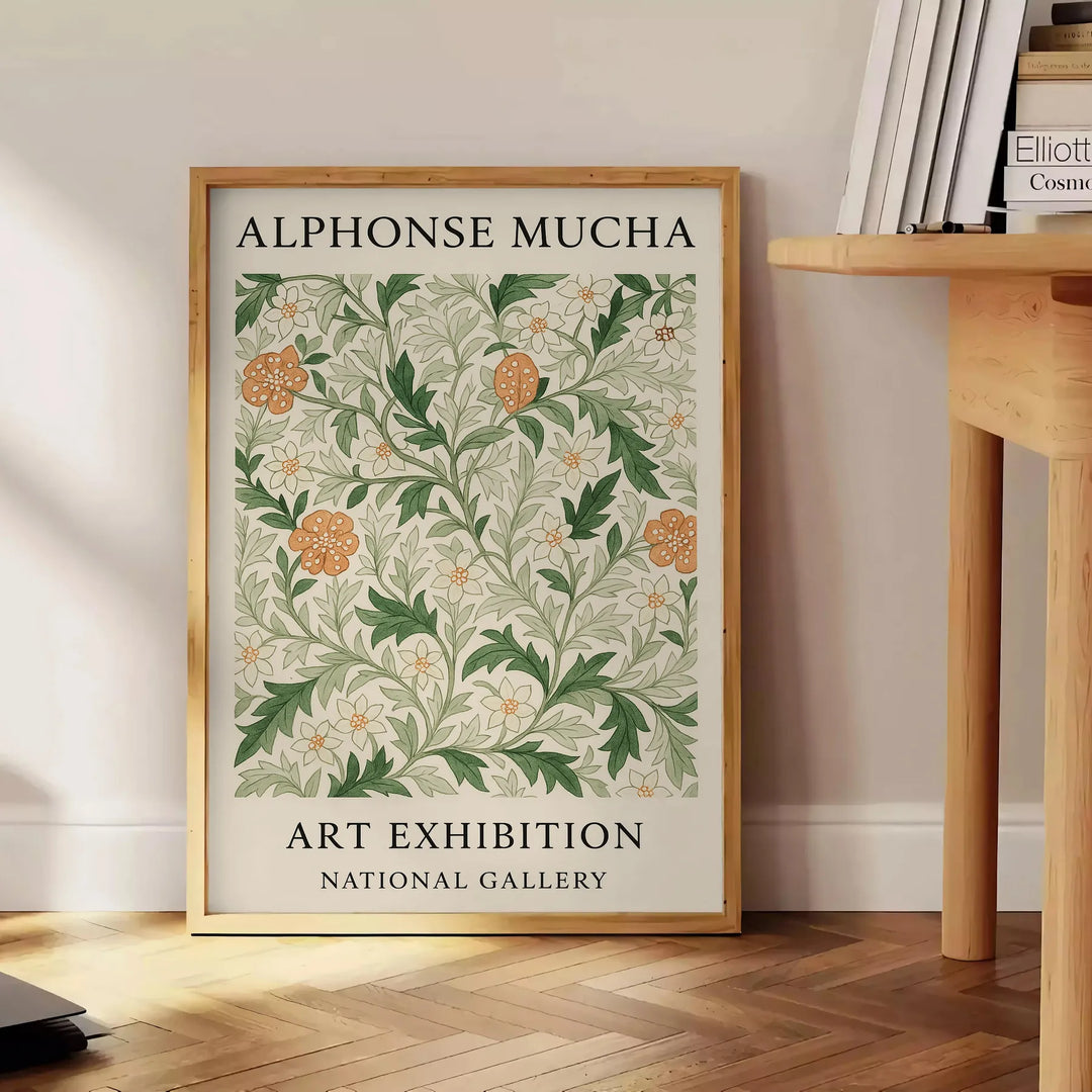 space Alphonse Mucha botanical poster vintage piece earthy gray brown stunning timeless prints unframed version style