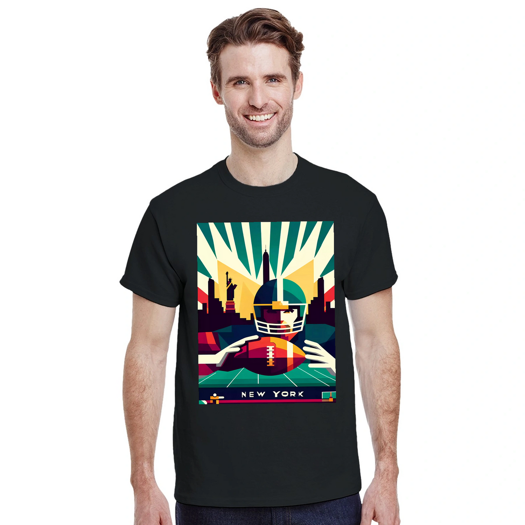 Stylowy t-shirt z motywem nowojorskiego futbolu, idealny na mecze i codzienne wyjścia. Wysokiej jakości bawełna zapewnia komf