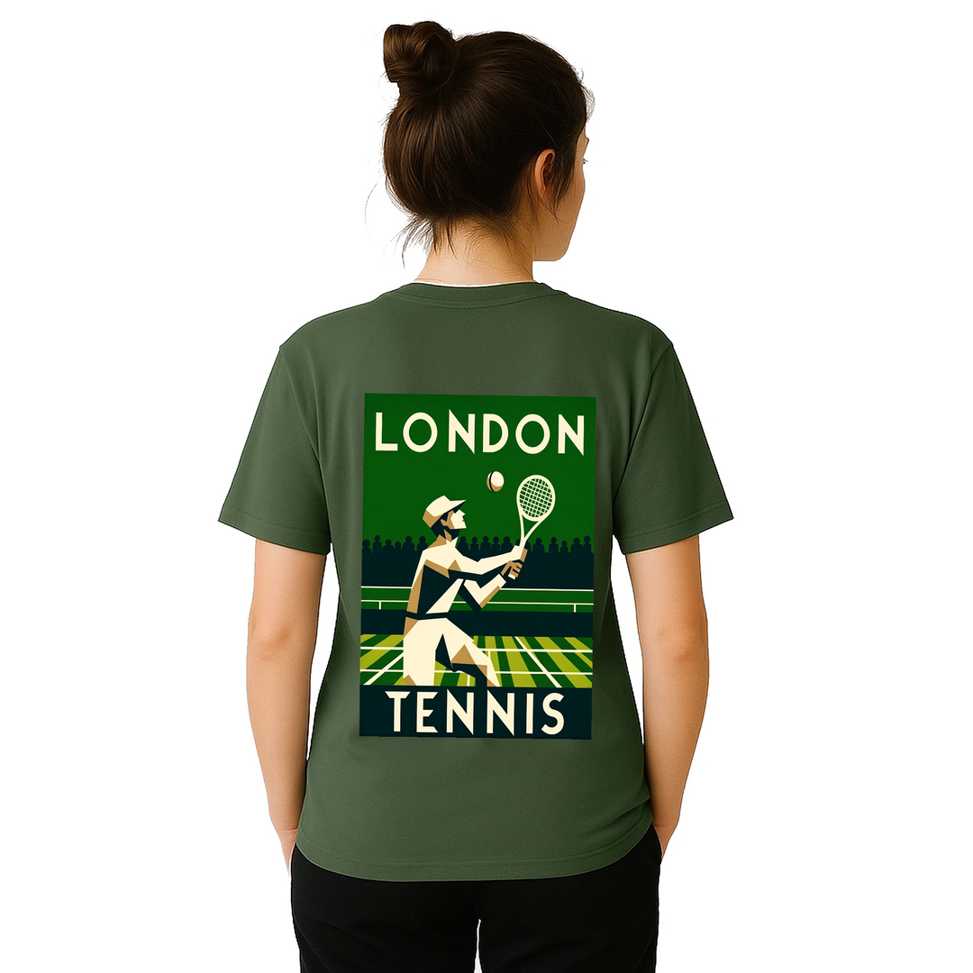 Koszulka tenisowa inspirowana Londynem, idealna dla fanów i graczy. Wykonana z wysokiej jakości bawełny, łączy styl z komfort