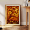 spirit London athletics inspiring woman poster earthy brown vibrant green hues two dimensions perfect space piece sports art today available unframed formats