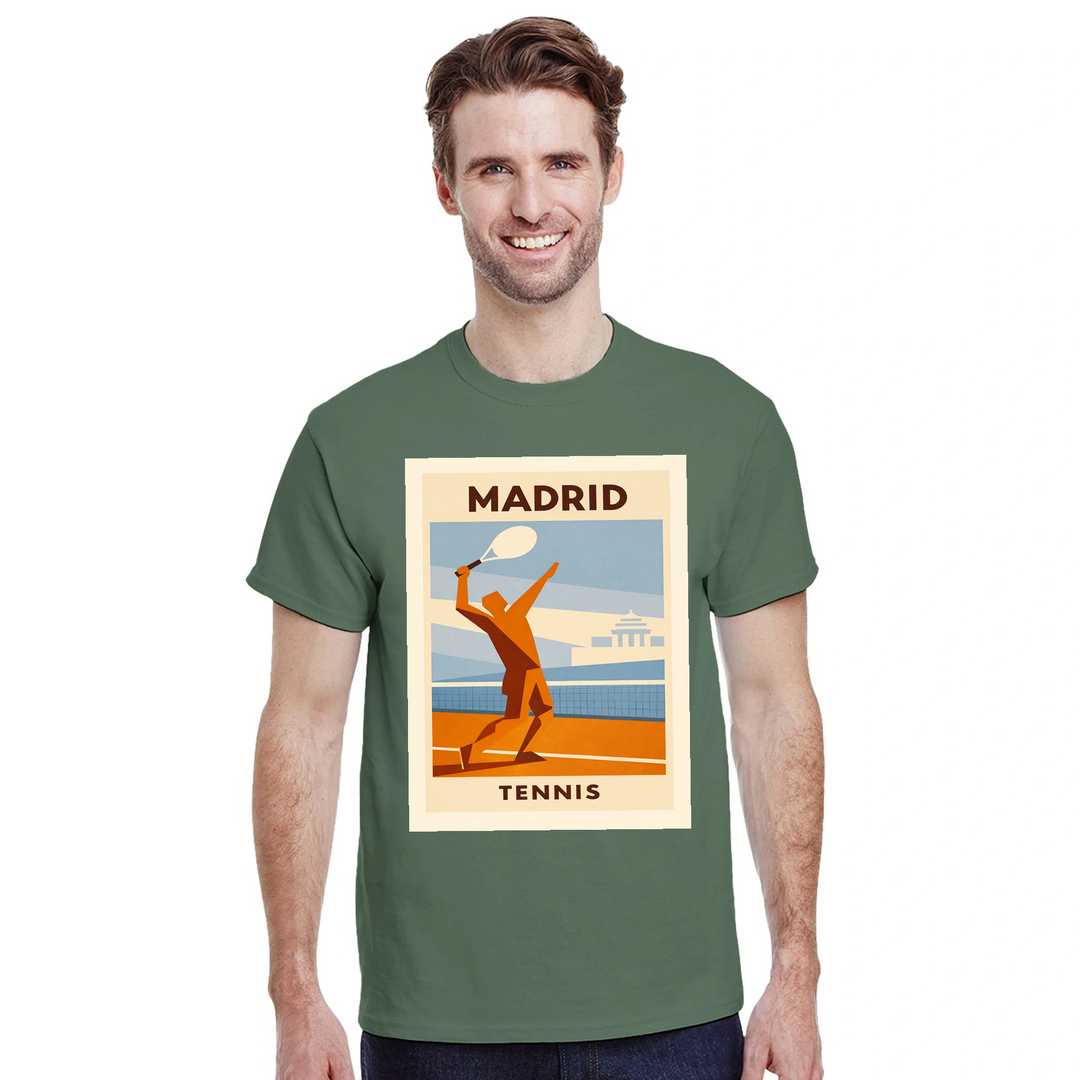 T-shirt τένις Μαδρίτης, με ζωντανό σχέδιο που αποτυπώνει την κουλτούρα του τένις στη Μαδρίτη. Ιδανικό για αθλητές και λάτρεις