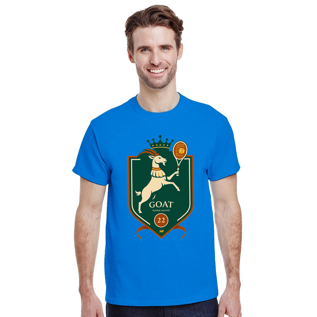 ラファエル・ナダルを称えるテニスGOATのTシャツ。プレミアムコットン製で、快適さを追求した必携アイテム。