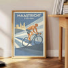 Plakat rowerowy Maastricht Pays-Bas z szaro-pomarańczowym wzorem, idealny dla miłośników kolarstwa i sztuki. Dostępny w różny