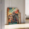 Poster vintage di Porto in stile Art Déco, toni grigio e arancione