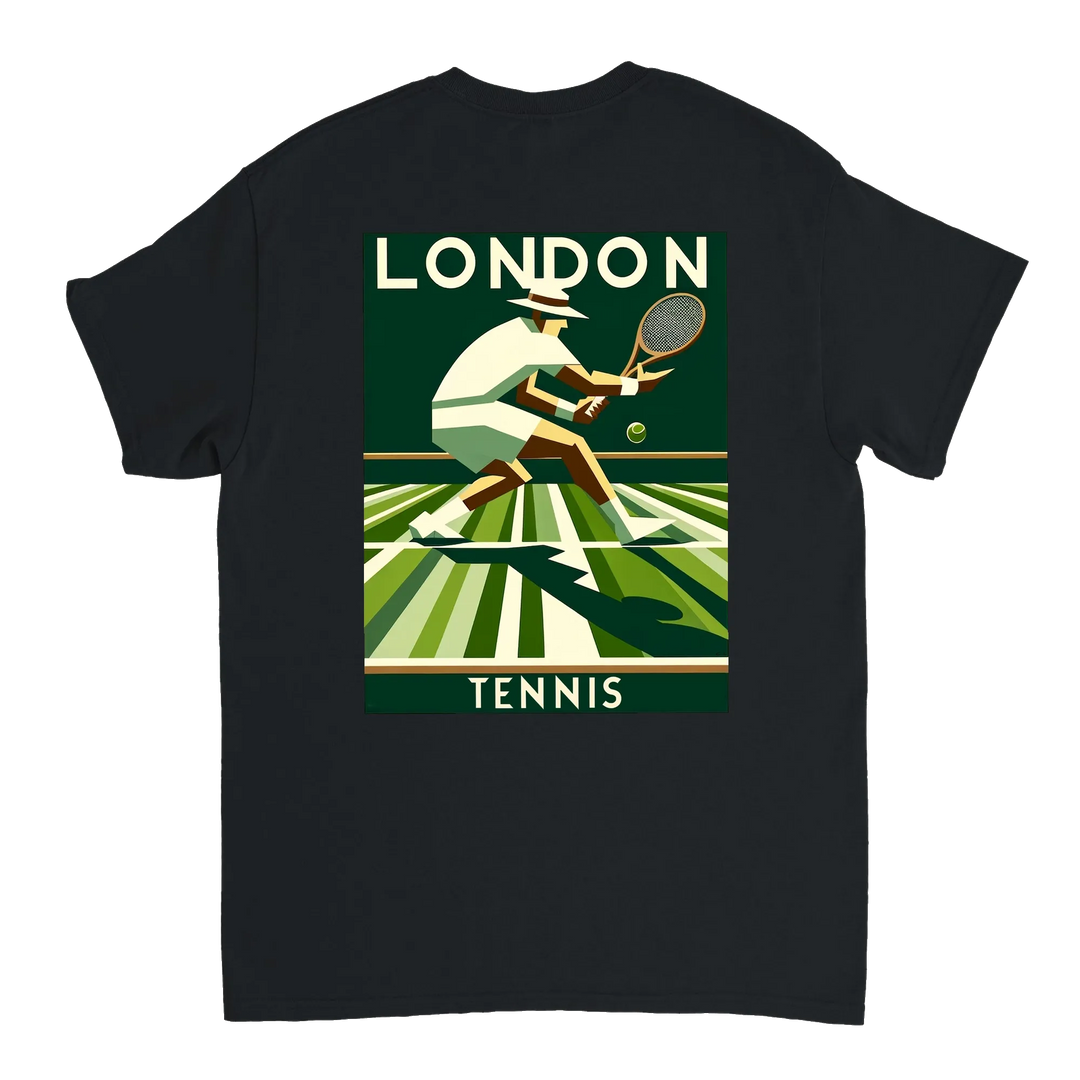 Koszulka tenisowa London z unikalnym wzorem, idealna dla fanów tenisa. Dostępna w rozmiarach S, M, L, XL, XXL