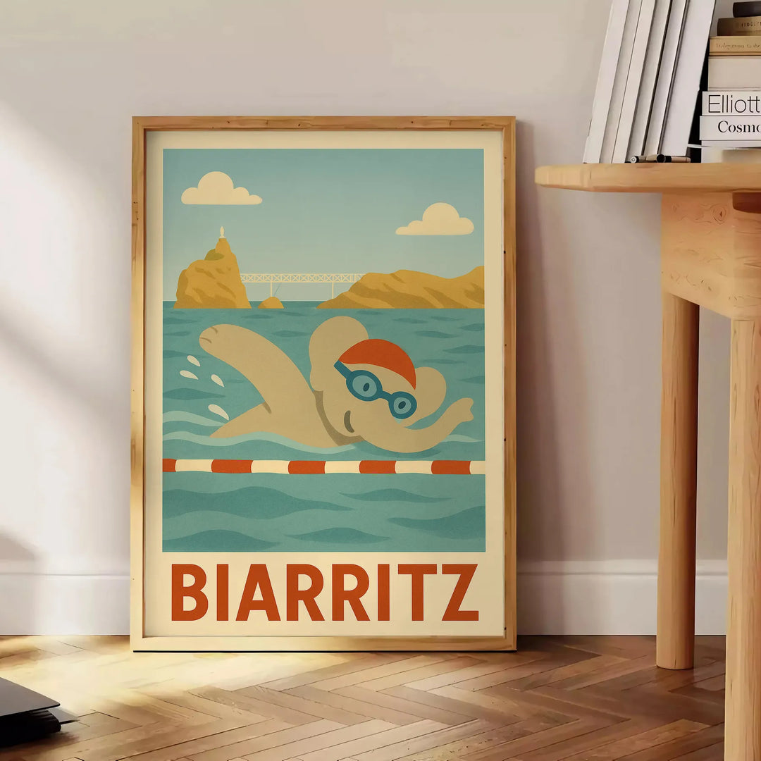 whimsical world Kid Elephant Swimming poster delightful gray green hues space nurseries playrooms charming illustration animal lovers joy walls A4 cm A0