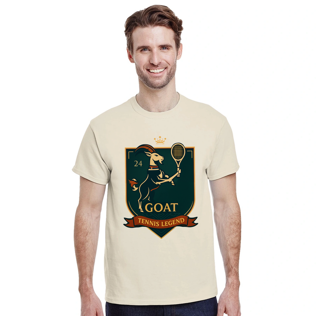 Camiseta exclusiva "Tennis GOAT Nole" para fãs de Novak Djokovic, confeccionada em algodão de alta qualidade para conforto e