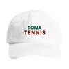 Vintage broderad keps 'Roma Tennis' med låg ostrukturerad krona