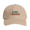 Vintage broderad keps 'Roma Tennis' med låg ostrukturerad krona
