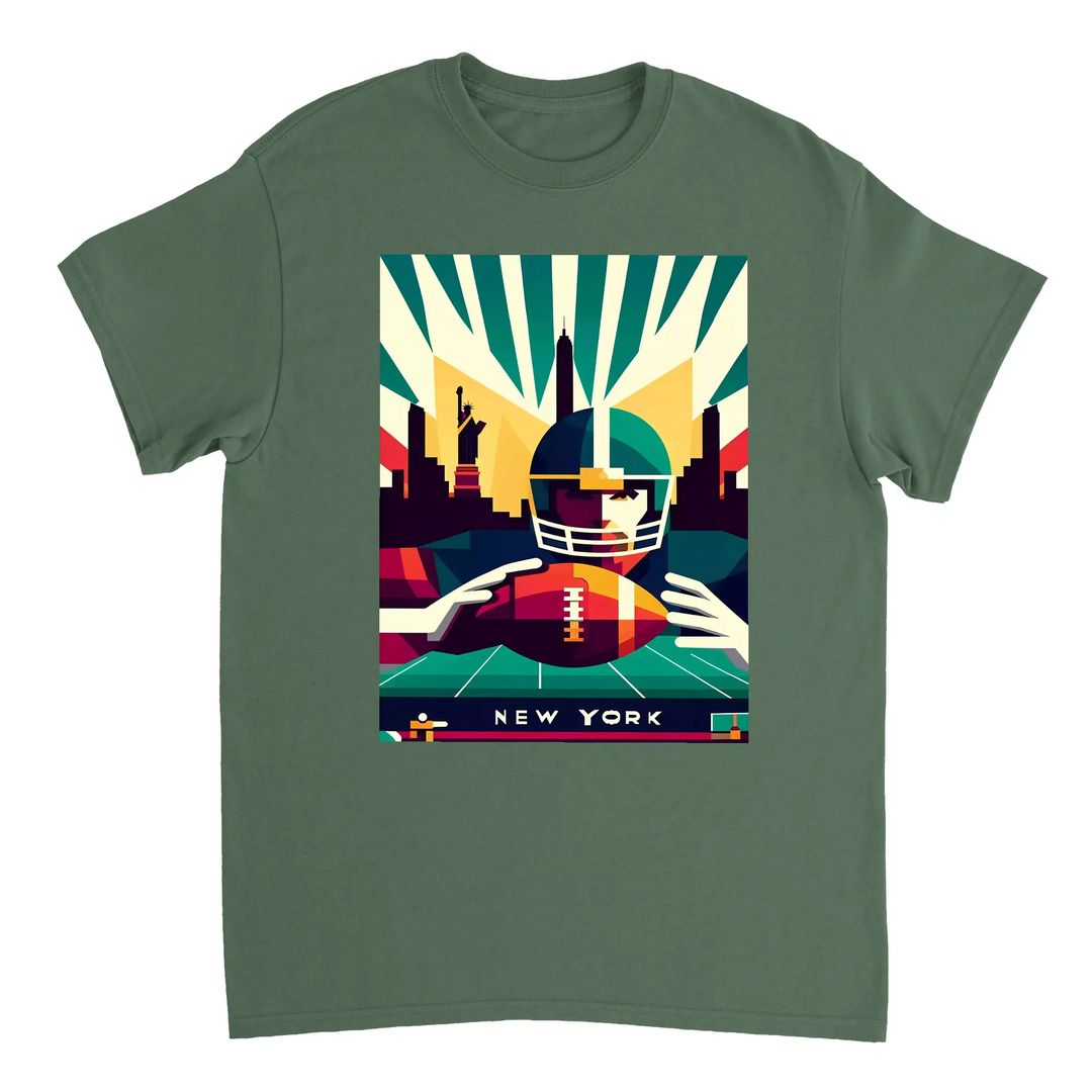 Stylowy t-shirt z motywem nowojorskiego futbolu, idealny na mecze i codzienne wyjścia. Wysokiej jakości bawełna zapewnia komf