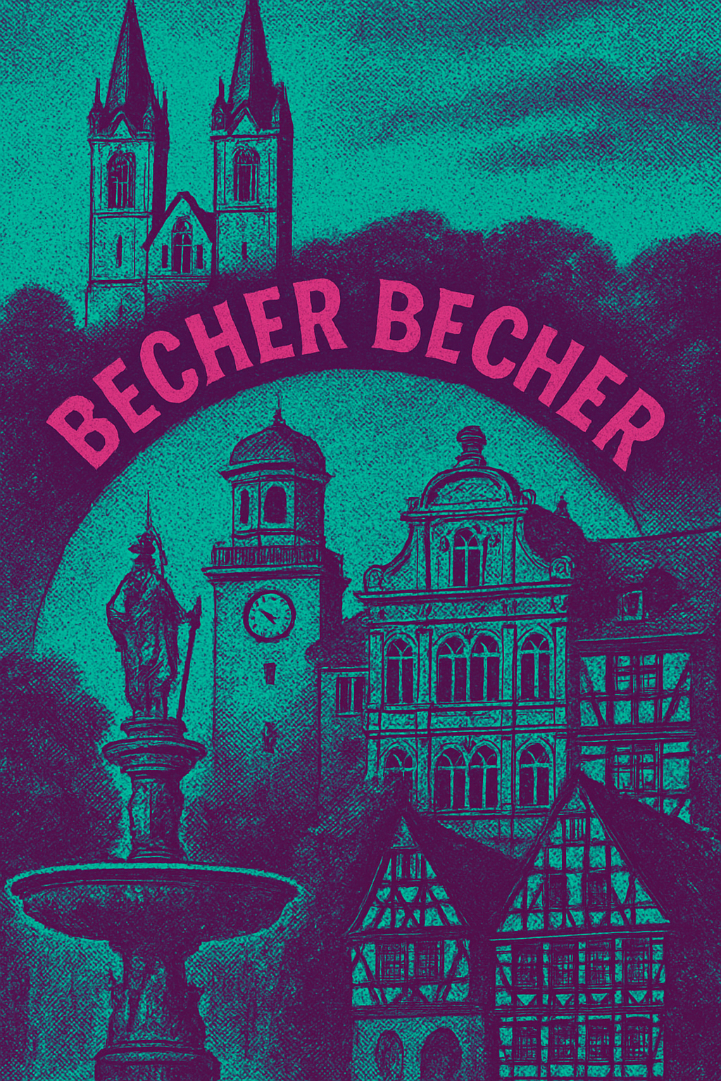 Duotone becher mug with two-tone graphic — stylized becher design for coffee, travel, and modern decor