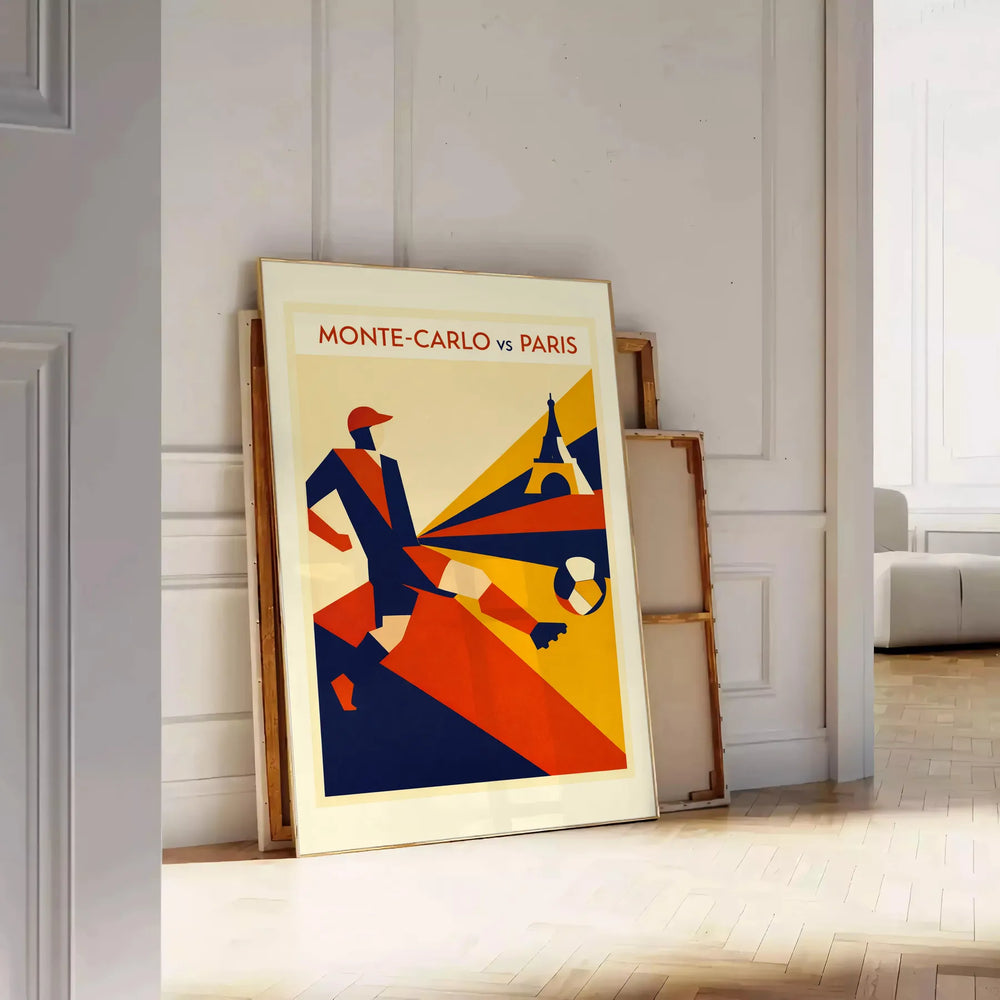 space vibrant Monte Carlo Monaco football poster energetic blend orange green fan eye design excitement game life stunning sizes cm formats A4 A0