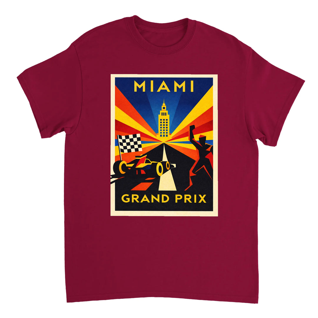Miami F1 t-shirt i en färgstark design, hyllar den pulserande energin från Formel 1-scenen i USA. Finns i storlekar S till XX