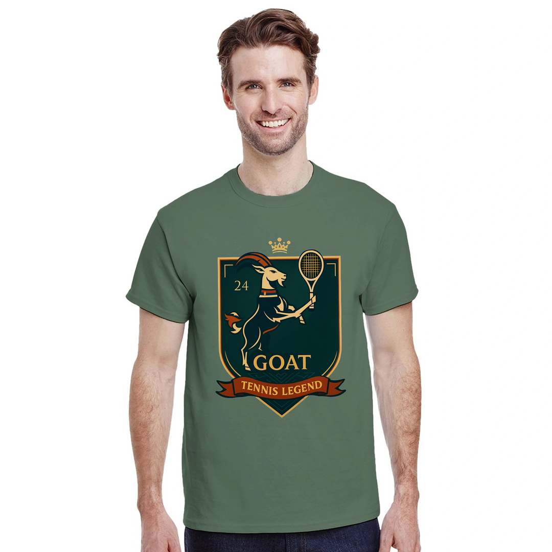 Camiseta exclusiva "Tennis GOAT Nole" para fãs de Novak Djokovic, confeccionada em algodão de alta qualidade para conforto e