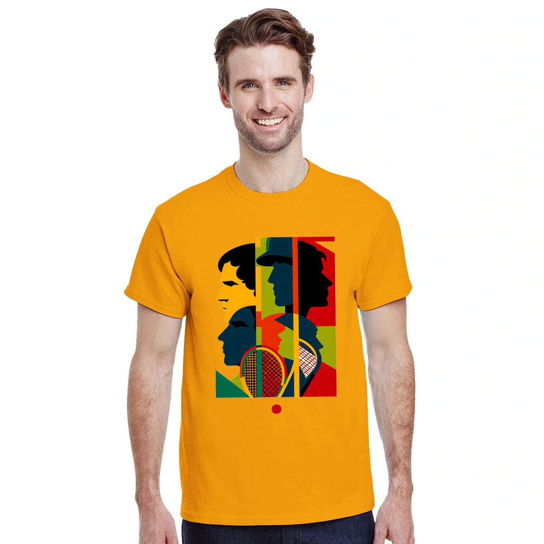 テニス大会に最適なスタイリッシュなテニステーマのTシャツ。プレイヤーやファンにぴったりの快適さとゲームへの情熱を融合。サイズ: S, M, L, XL, XXLでご用意。