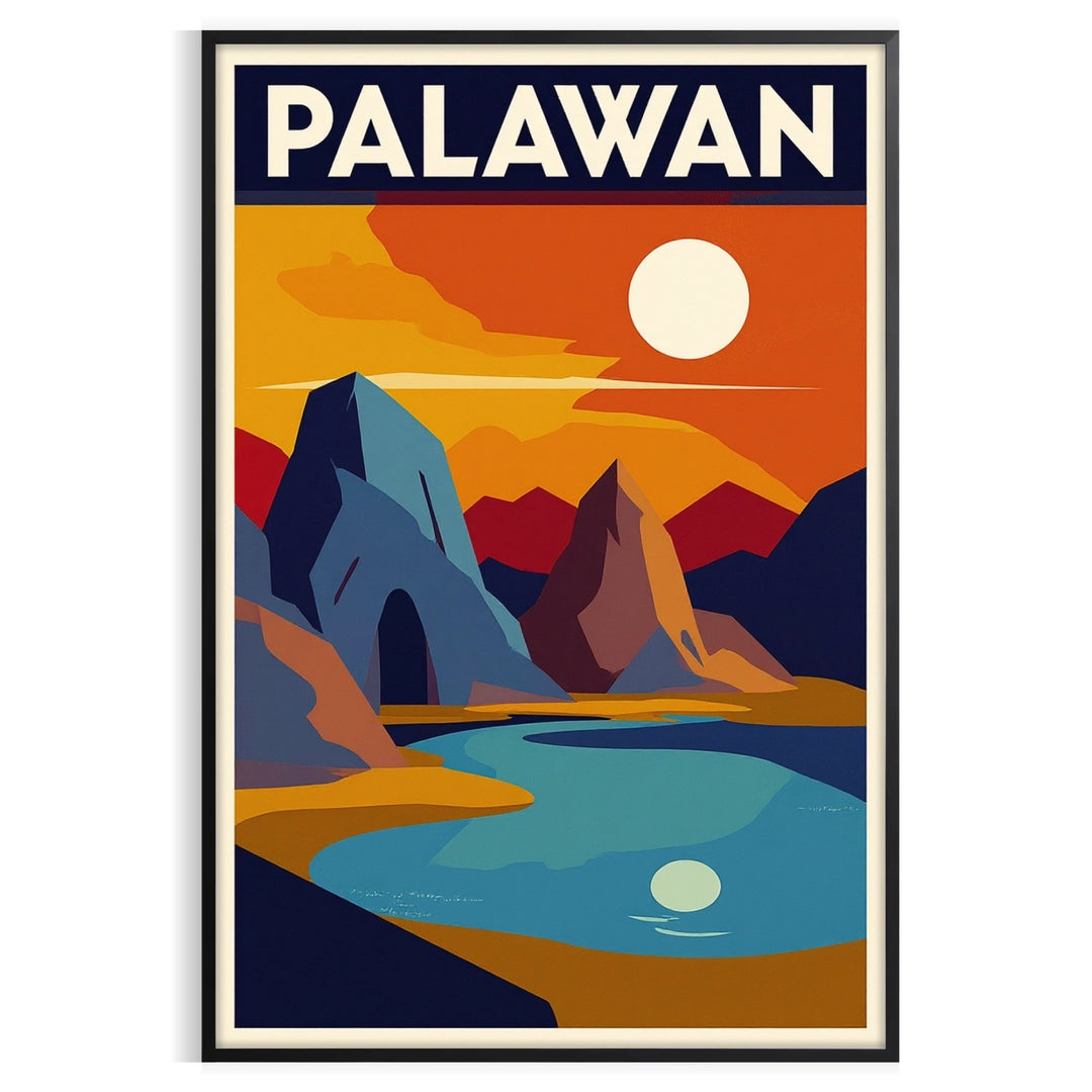 timeless beauty Palawan Philippines stunning vintage travel art deco poster elegant gray white tones piece perfect space decor dimensions cm more collectors travelers