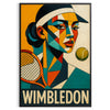 鮮やかな色合いのウィンブルドンキュービストテニスポスター。テニスファン必見のアート作品。フレーム付きまたはフレームなしで購入可能。